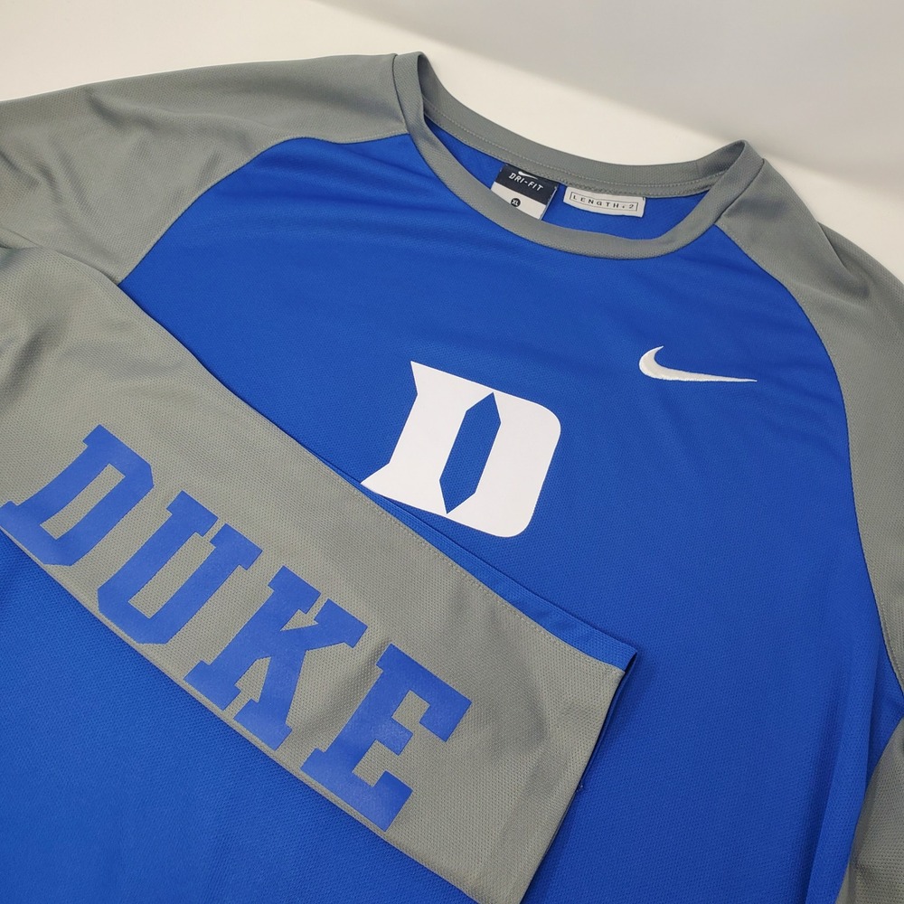 Duke Blue Devils Elite Dri-Fit Long Sleeve Shooting Shirt Blue Gray Mens XL